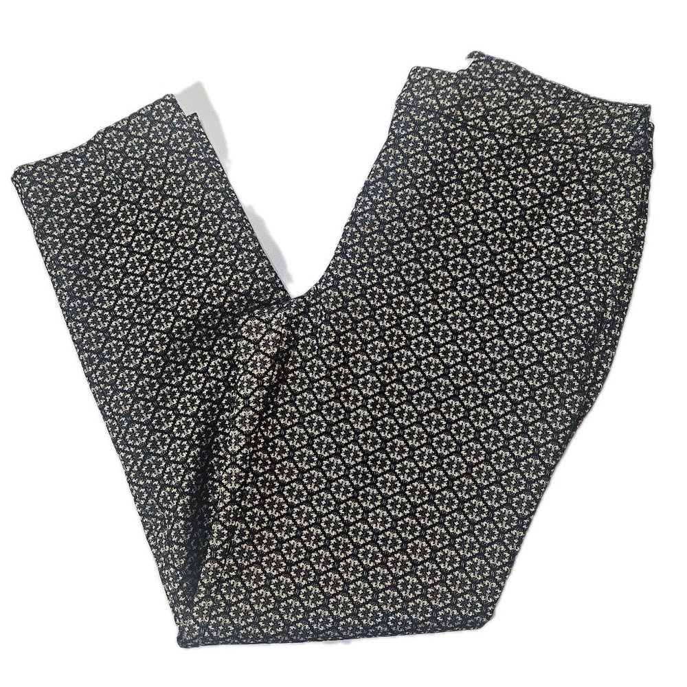 Chico's Dress Pants Womens‎ 0 Black Floral Straight Leg Zip Closure Career